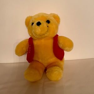 Vintage plush Winnie the Pooh with red removable corduroy vest